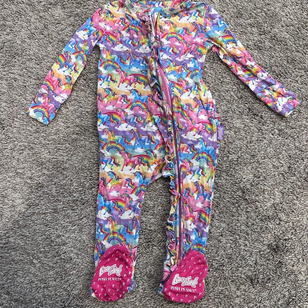 Posh Peanut x Lisa Frank 6-9mo Magic Markie Ruffle Footie